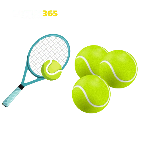 Tennis racket with ball in contact and extra balls beside showcasing tennis betting on Lotus365