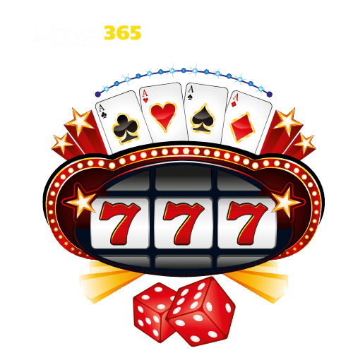 Jackpot graphic with four A’s, triple 7s, and two dice highlighting online casino wins on Lotus365